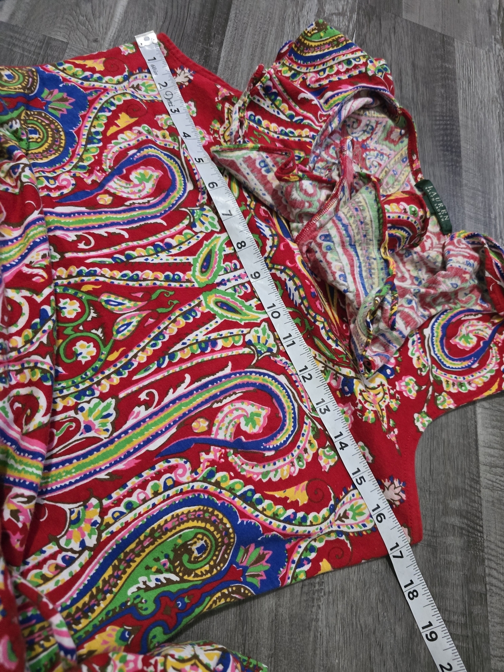 Lauren Ralph Lauren dress Size S Paisley Ruffled Collar Belted - Picture 7 of 9